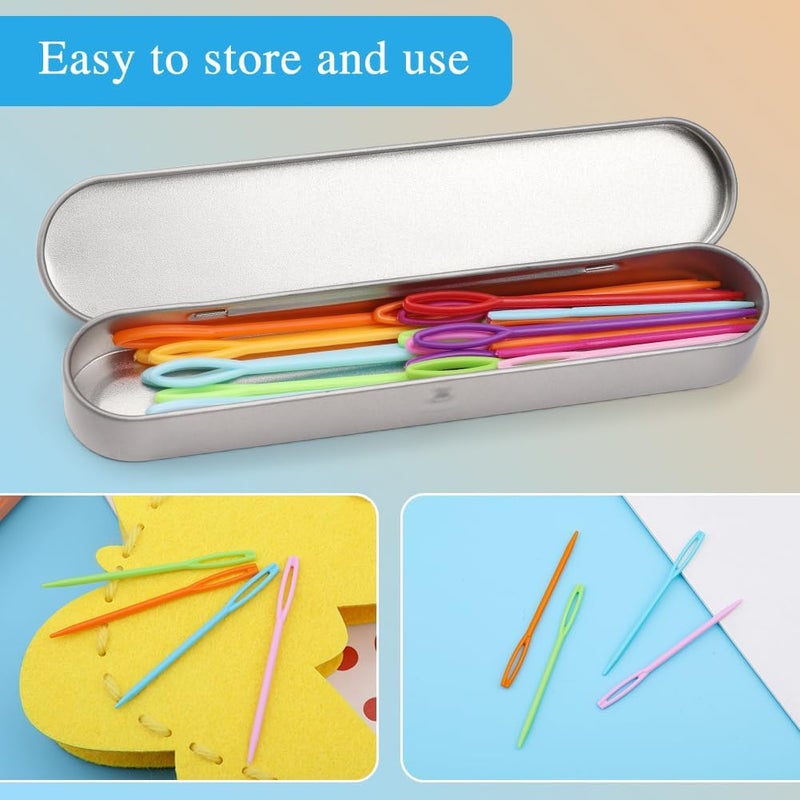 Ftyiwu 30PCS Plastic Large Eye Sewing Needles, 3 Size Yarn Needle Set, Colorful Big Eye Blunt Sewing Needles, Weaving Needles with Storage Box for Knitting Crocheting - Image 5
